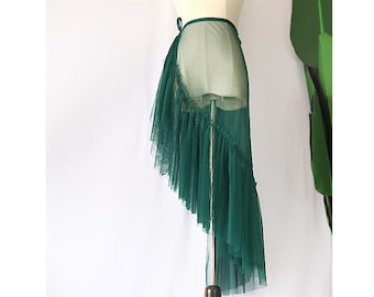 Dance Veil Skirt,Irregular Ballet Practice Clothes,one-piece mesh apron, see-through outside with transparent body long skirt