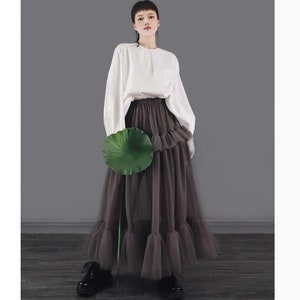 Women Mesh Skirt,dance Maxi tulle Skirt,Long Skirt,Tulle Skirt,Handmade Clothing Outfit Of The Day