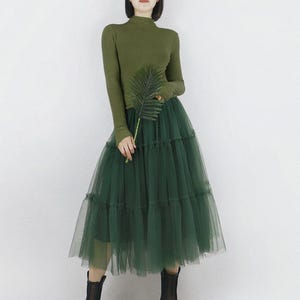 Women Mesh Skirt,dance Maxi tulle Skirt,Spring Long Skirt,Tulle Skirt,Handmade Clothing Outfit Of The Day