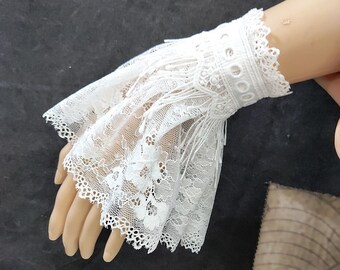 White lace adjustable zipper cuff with peekaboo lace inside