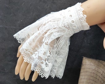 Long White Lace Cuff white Lace Bracelet lace Wrist Cuff