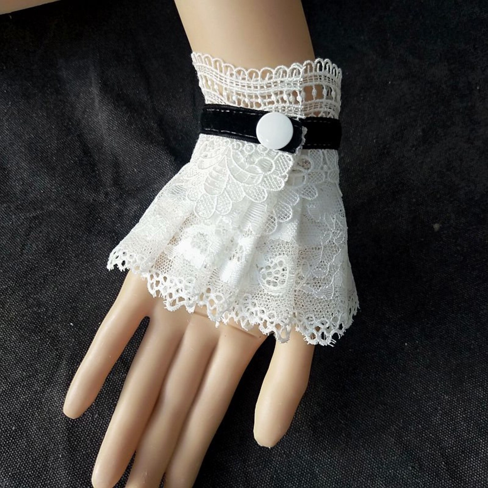 White Lace Cuff Braceletwhite Braceletlace Wrist Cuff Etsy UK