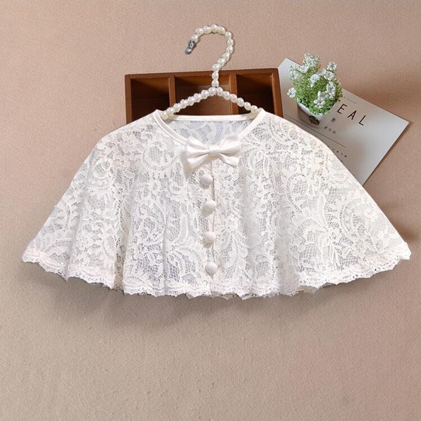 Child White Shawl, Flower Girl Lace Cape, Lace Shawl Cloak,Child Dress Cape, Evening Wrap Cape,Gift for Girls,Formal Apparel