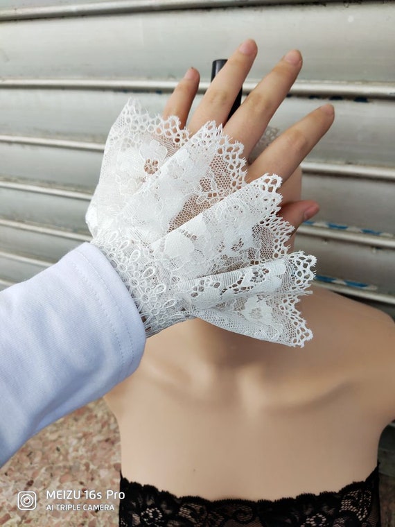 White Bride Wedding Lace Bracelet Princess Glove Wrist Bridal Hand  Accessories Gothic Women Bangles Prom Girls Jewelry - Bracelets - AliExpress