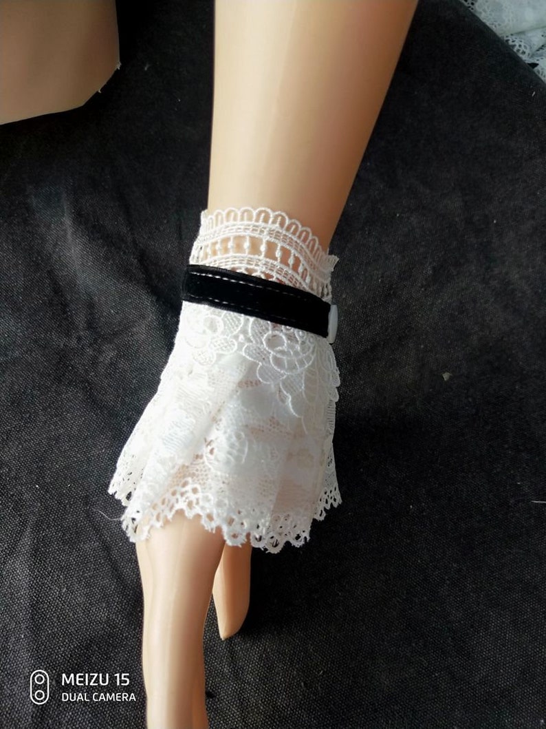 White Lace Cuff Bracelet,White Bracelet,Lace Wrist Cuff, Ruffled Lace Cuff Bracelet,Bohemian Wrist cuff,Gothic Cuffs image 5