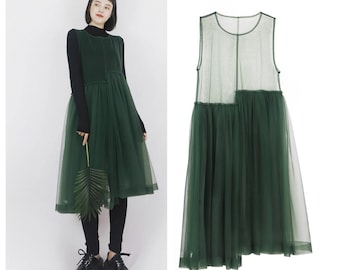 Mesh Tulle Dress,Long Dress,See Through Dress,Sheer Dress, Sleeveless Dress,Beach Dress,Bikini Cover Up Dress,Festival Dress