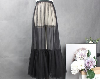 Tulle Skirt,Black Sheer Skirt,See Through Skirt,White lace skirt,long transparent skirt, overskirt,Sexy Maxi Skirt,High Waist Skirt