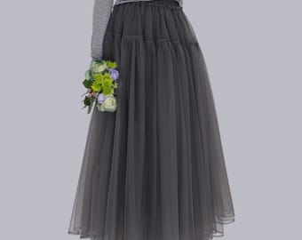 Customized Sweet Tulle Elastic Puffed Skirt, Maxi Tulle Skirt,Long Midi Skirt,Girl's Skirt,Gift for Her