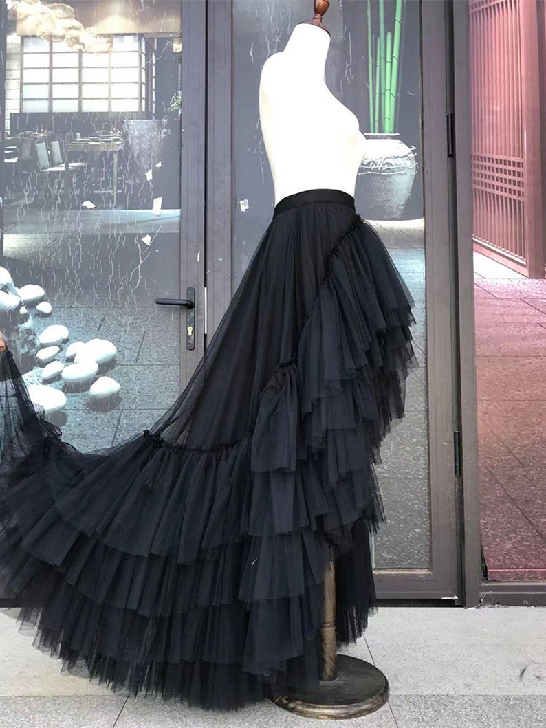 Black Layered Pleated Dressfront Short Back Long Tail - Etsy