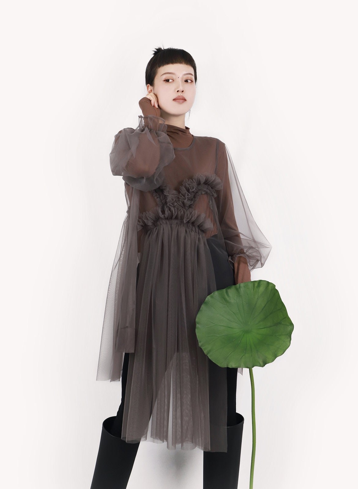 Transparency Clothes Mesh Tulle Dress,see Through Dress,sheer Dress, Long Sleeve Mesh Dress ...