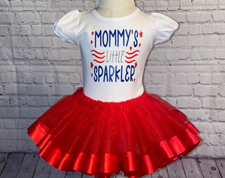 Conjunto 4 De Julho Meninas - Camisa EUA + Saia Tutu Estrelas
