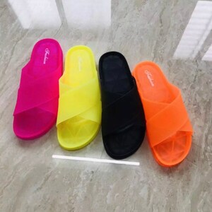neon jelly sandals