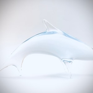 Dolphin Janku Bohemian art glass ZBS Sculpture Zelezny Brod Clear Vintage Czech Miloslav Janku