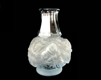 1940s Bohemian vase Frantisek Halama glassworks Butterflies Frosted glass Art Glass Czechoslovakia Small vase