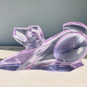 Moser art glass dog figurine Neodymium Alexandrit Glass sculpture Czech gift Purple Animal