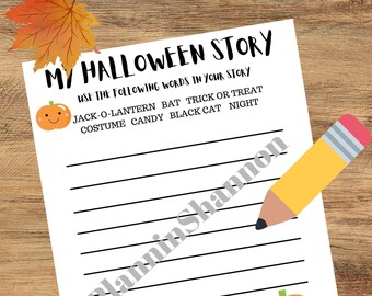 Halloween Story Writing Worksheet for Kids (PDF Download)