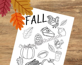 Coloring Page Fall Kids Color Sheet Seasonal Coloring Page Fall Art