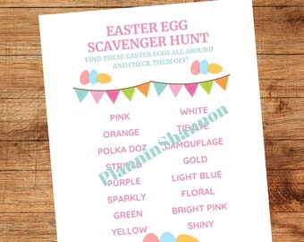 Scavenger Hunt Easter Egg Scavenger Hunt Egg Hunt for Kids Party Printable