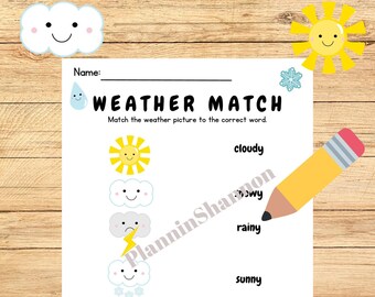 Matching Worksheet Weather Matching Science Worksheet