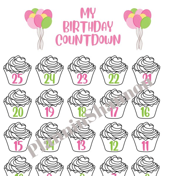 Birthday Countdown Calendar for Kids Etsy