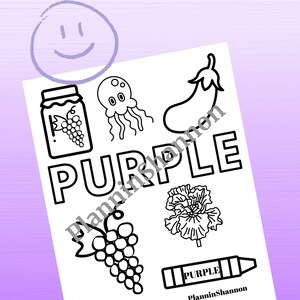 Coloring Sheet Purple Color Page for Kids Color Word Printable