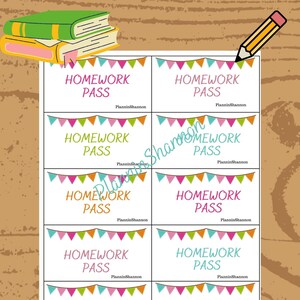 Homework Pass Gutscheine Kostenlose Hausaufgaben Tickets Klassenzimmer Belohnungen