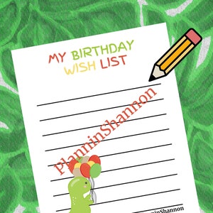Geburtstags-Wunschliste Dinosaurier-Geburtstags-Geschenkliste