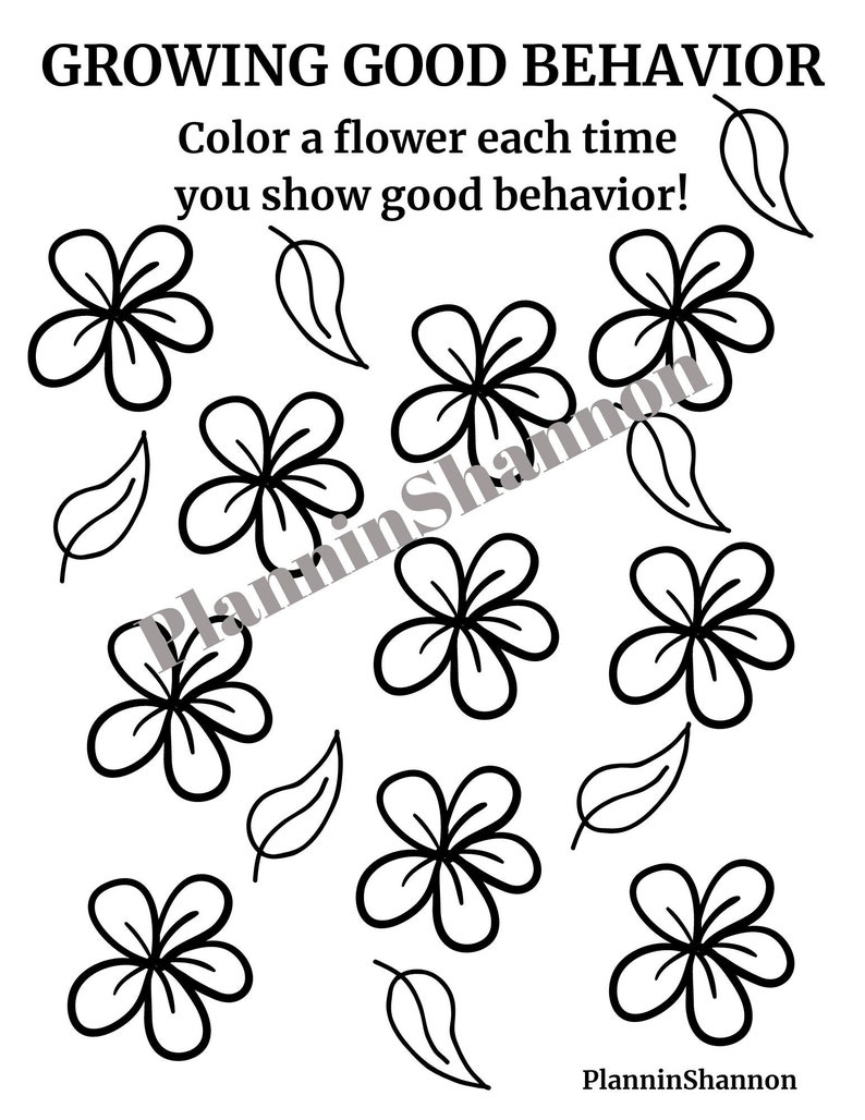 Good Behavior Coloring Page Color Sheet for Kids Flower Coloring Page