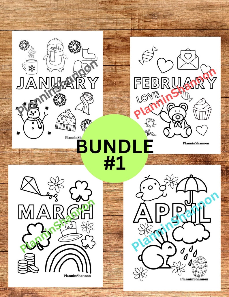 Hojas para colorear de los meses del año. Páginas para colorear de ...