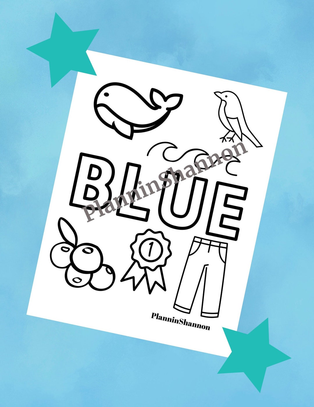 Coloring Page Kids Blue Color Sheet Color Words Printable Preschool