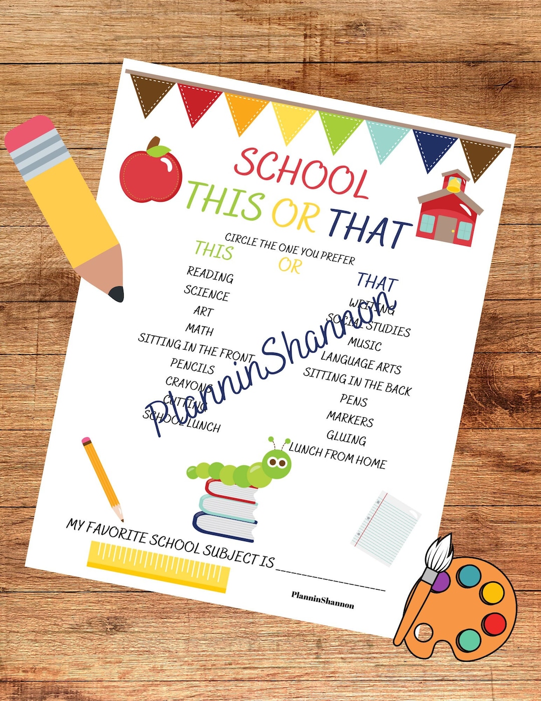 This or That Game School Printable Back to School Party Printable - Etsy