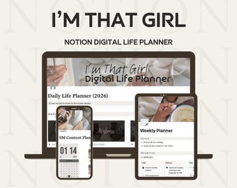 Planificador digital "Soy esa chica" de Notion / Estética para TDAH / Planificador definitivo / Organizador de vida 2026 / Minimalista todo en uno digital