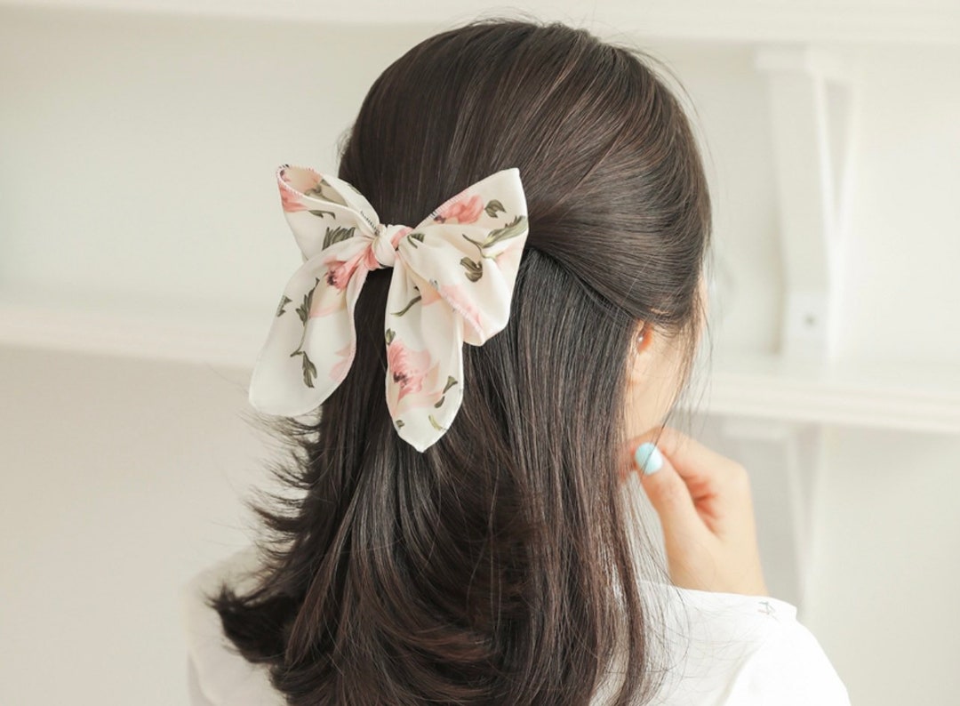 Ribbon Hair Pin Flower Pattern Hair Pin Fabric Hair Pin Etsy