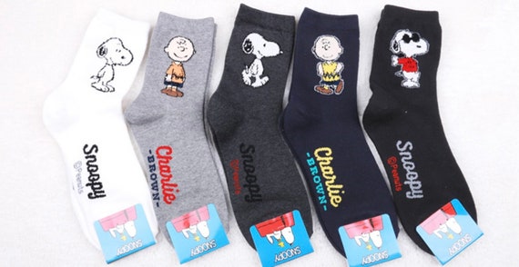 Snoopy and Charlie Character Socks Women Fashion Socks | Etsy