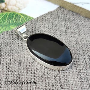 Black Onyx Pendant, Sterling Silver Necklace, Black Onyx Jewelry, Black Stone Pendant, Perfect Gift For Her, Free Shipping, Valentine Gift