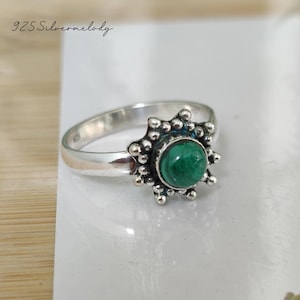 Malachite Silver Ring, 925 Sterling Silver Ring, Malachite Gemstone Jewelry, Handmade Silver  Ring, Oval Ring, Statement Ring, Gift For Her