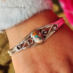 Oyster Copper Turquoise Bangle - Ideal Size Bangle - Handmade Gift Jewelry - Silver Bangle - Oyster Turquoise Jewelry - Perfect Gift Bangle