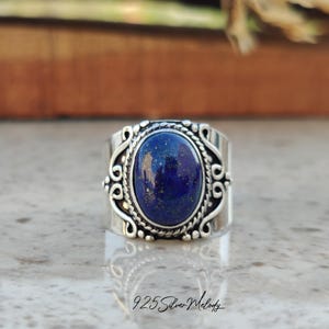 Shinning Lapis Lazuli Ring ~ 925 Silver Boho Ring ~ Handmade Ring ~ Lapis Lazuli Jewelry ~ Charm Ring For Women ~ Gift Ring For Any Occasion