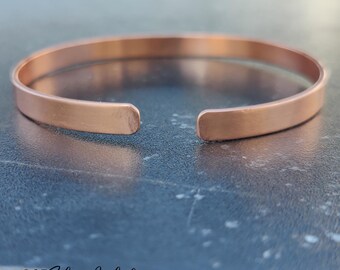 Handmade Solid Copper Bangle: Adjustable Cuff Bracelet
