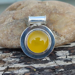 Yellow Agate Stone Pendant | Sterling Silver Necklace | Healing Gemstone Pendant | Handmade Gift For Her | Agate Jewelry | Christmas Present