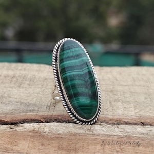 Malachite Ring ~ Silver Stone Ring ~ Malachite Jewelry ~ Bohemian Ring ~ Handcrafted Ring ~ Latest Ring ~ Women Ring ~ Perfect Gift Ring