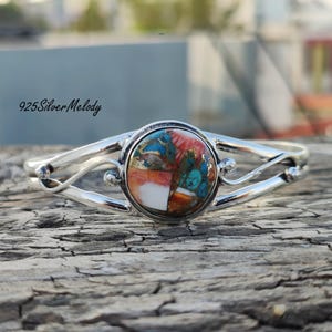 Oyster Copper Turquoise Bangle || Sterling Silver Gift Bangle || Oyster Copper Turquoise Bracelet For Women || Boho Bangle || Charm Bangle