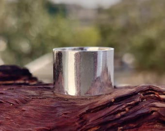 Handmade Sterling Silver Wide Band Ring - Statement Thumb Ring