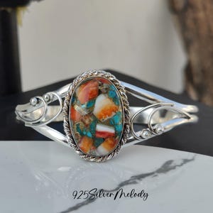 Charming Boho Bangle - Oyster Copper Turquoise Bangle - 925 Silver Bracelet Bangle - Oyster Turquoise Jewelry Bracelet - Designer Bangle