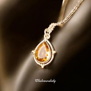 Pear Designer Citrine Pendant | 925 Sterling Silver Pendant For Women | Girls Pendant | Silver Gemstone Pendant | Citrine Necklace Jewelry