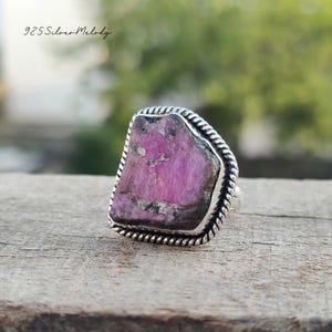 Raw Ruby Ring* Unique Stone Ring* 925 Sterling Ring* Handcrafted Silver Jewelry* Latest Ring* Designer Ring For Women* Gift For Her
