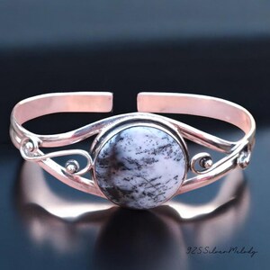 Dendritic Agate Bangle: Handmade Sterling Silver Cuff Bangle