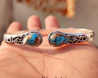 AAA+ Genuine Oyster Copper Turquoise Bangle - Ideal Size Bangle.. 925 Silver Bracelet Bangle.. Trending Jewelry.. Oyster Turquoise Jewelry
