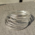 Handmade Sterling Silver Bangle Set: Boho Stacking Bracelets