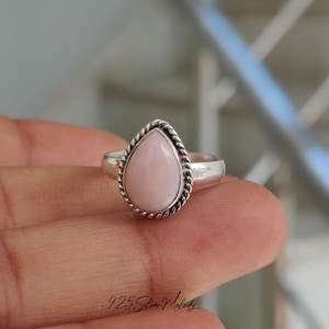 Pink Opal Ring - Silver Statement Ring - Handmade Silver Ring - Pink Opal Jewelry - Minimalist Ring - Women Ring - Anniversary Gift Ring..
